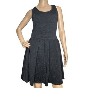 Bar III black floral textured skater dress medium